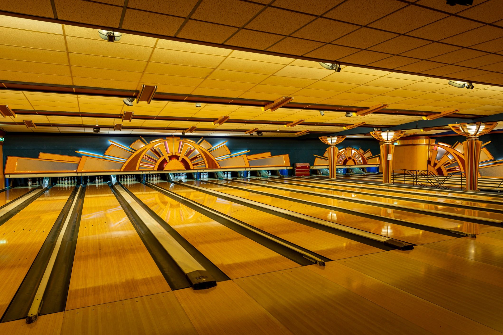 Vintage bowling alley interior